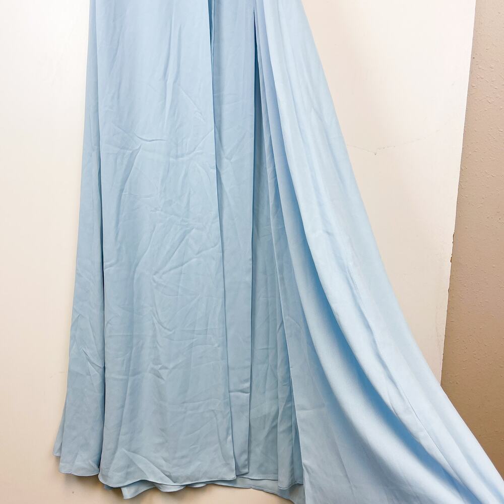 Fame and Partners Maxi Long Wrap Dress Slit Baby Blue Bridesmaid - 0 - Picture 3 of 10